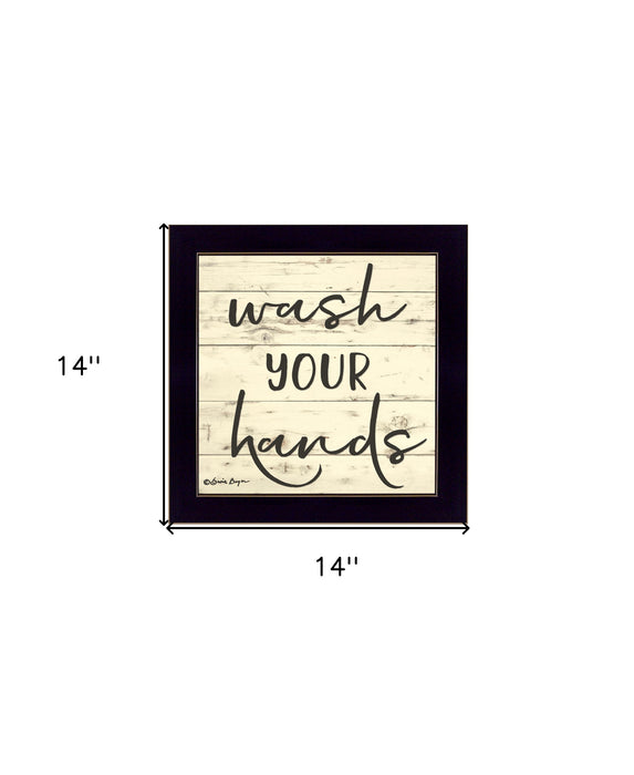 Wash Your Hands Black Framed Print Bathroom Wall Art