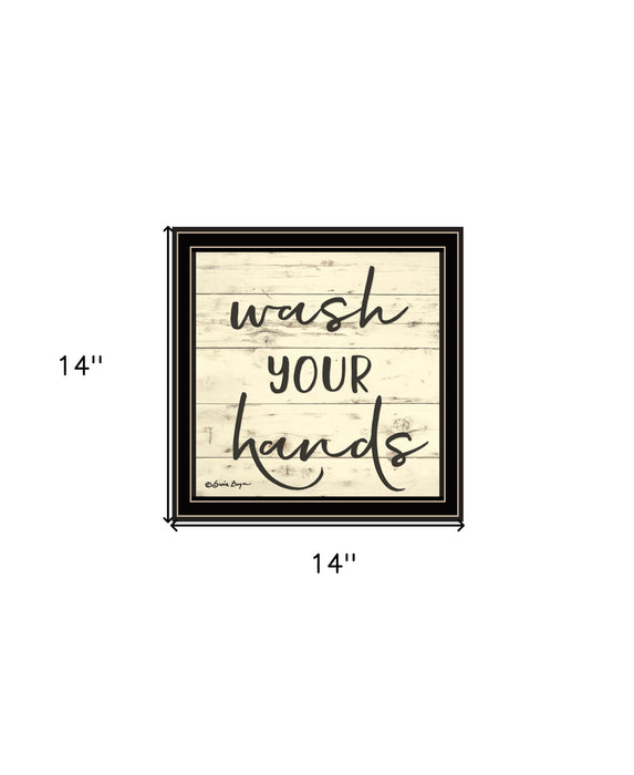 Wash Your Hands Black Framed Print Bathroom Wall Art