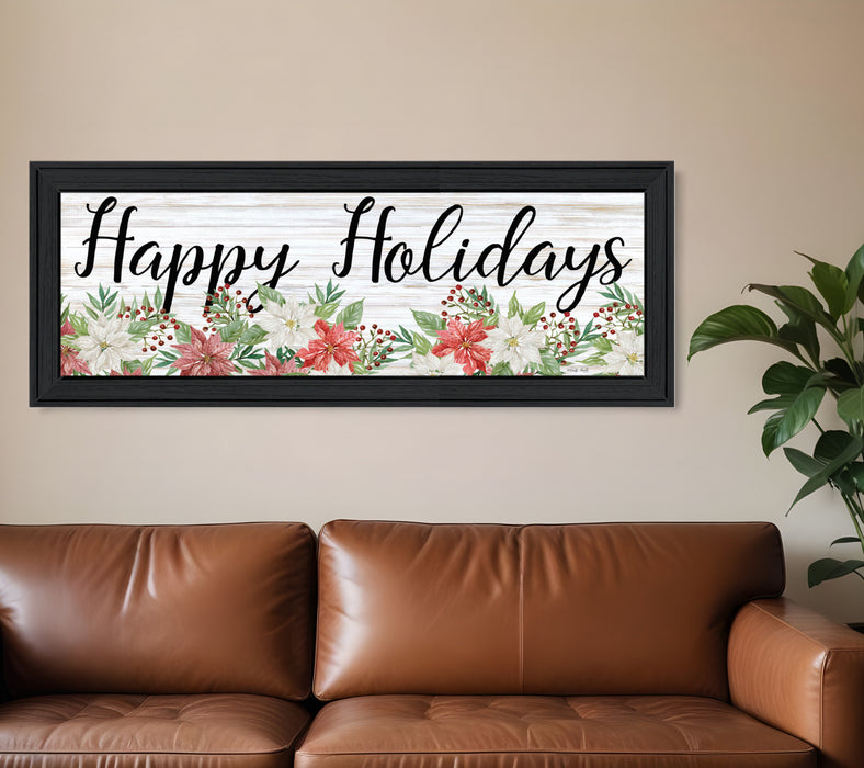 Happy Holiday Black Framed Print Wall Art