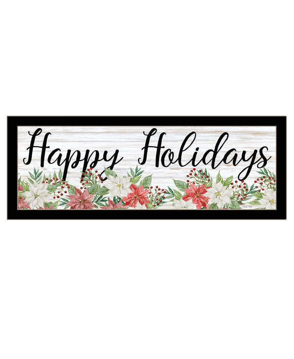 Happy Holiday Black Framed Print Wall Art