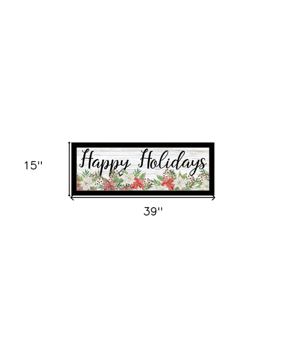 Happy Holiday Black Framed Print Wall Art