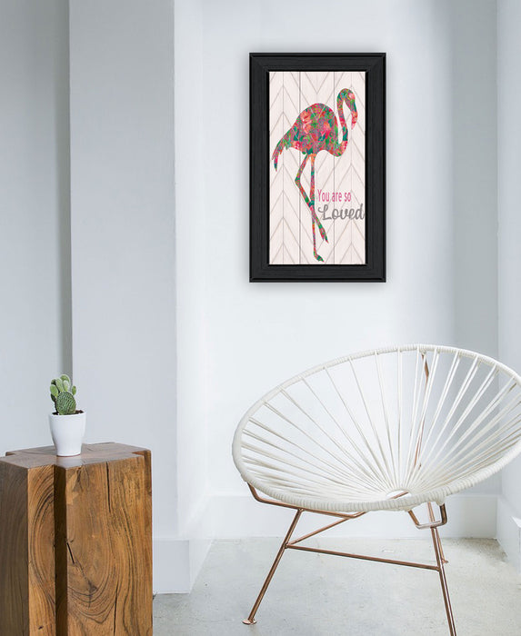 You are so loved Flamingo Black Framed Print Wall Art