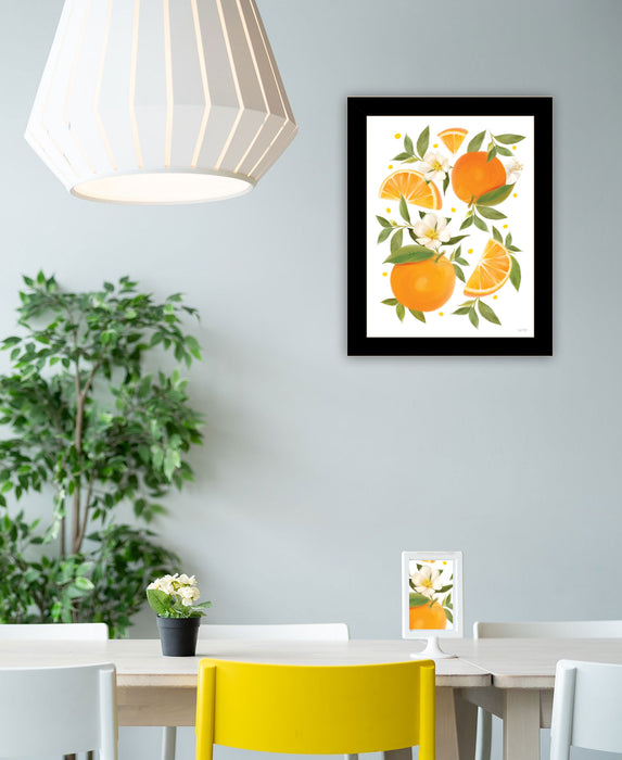 Citrus Orange Botanical Black Framed Print Wall Art