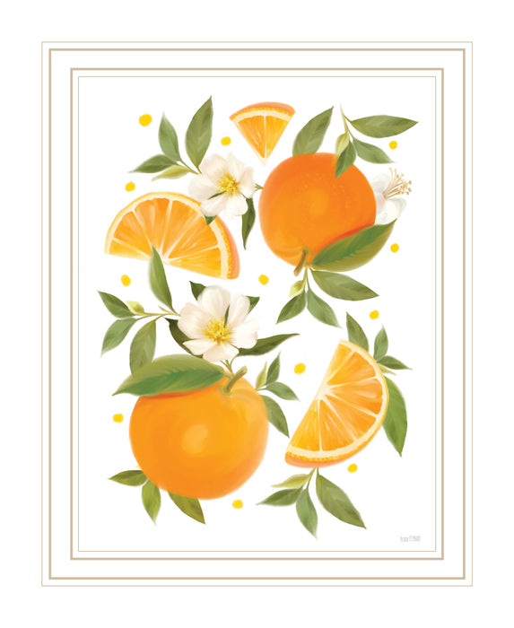 Citrus Orange Botanical Black Framed Print Wall Art