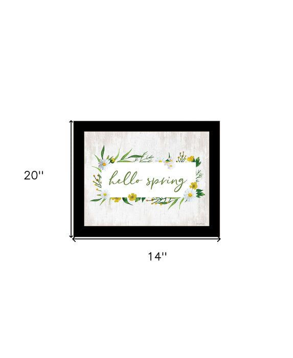 Hello Spring Black Framed Print Wall Art