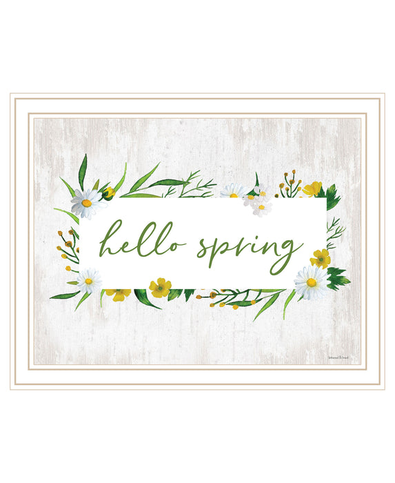 Hello Spring Black Framed Print Wall Art