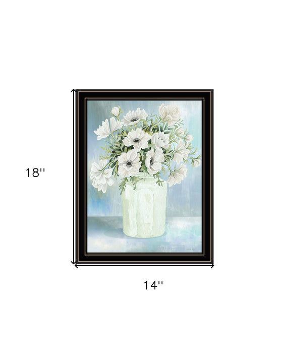 White Blooms Black Grooved Framed Print Wall Art