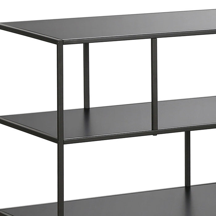 70" Black Metal Open shelving TV Stand