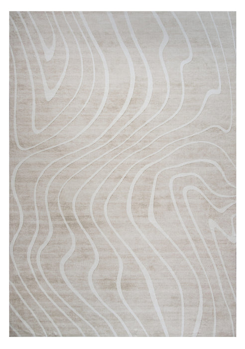 8' X 11' Beige and Ivory Abstract Distressed Area Rug