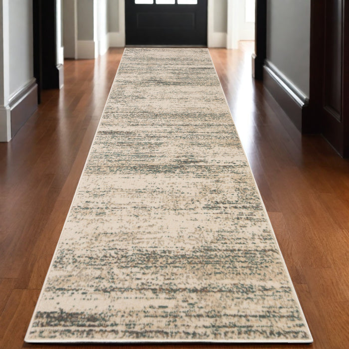 10' X 14' Gray and Ivory Abstract Power Loom Area Rug