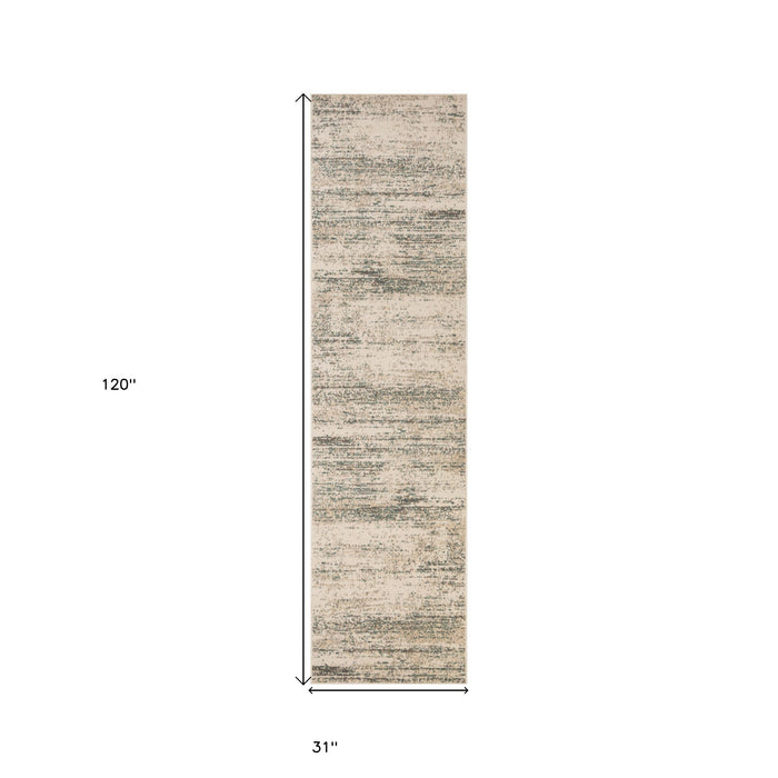 10' X 14' Gray and Ivory Abstract Power Loom Area Rug