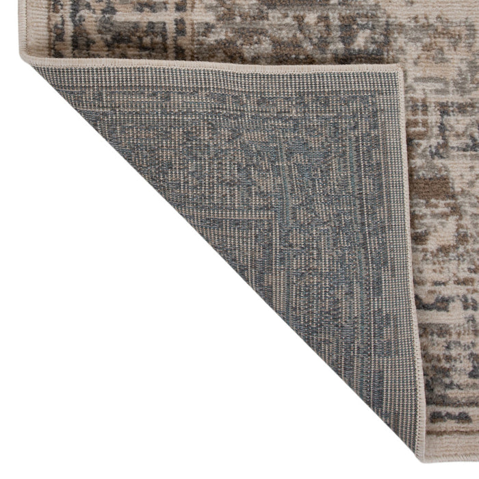 10' Gray and Light Beige Medallion Power Loom Runner Rug