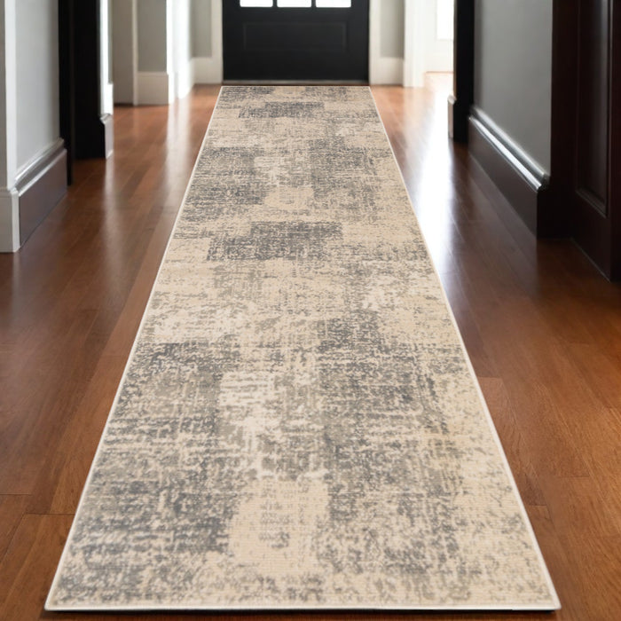 10' X 14' Gray and Light Blue Abstract Power Loom Area Rug