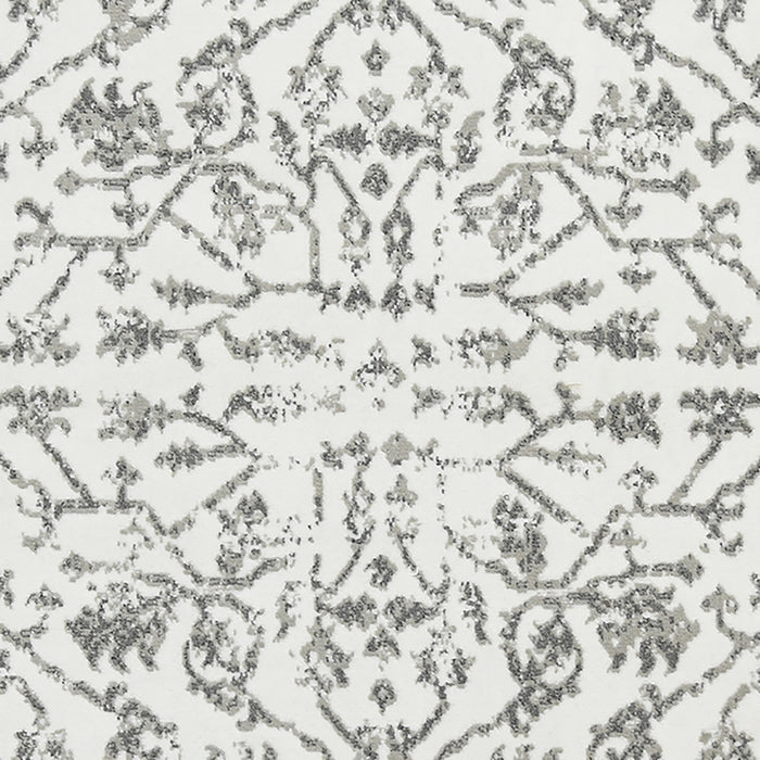 10' X 14' Gray and Light Gray Floral Power Loom Area Rug