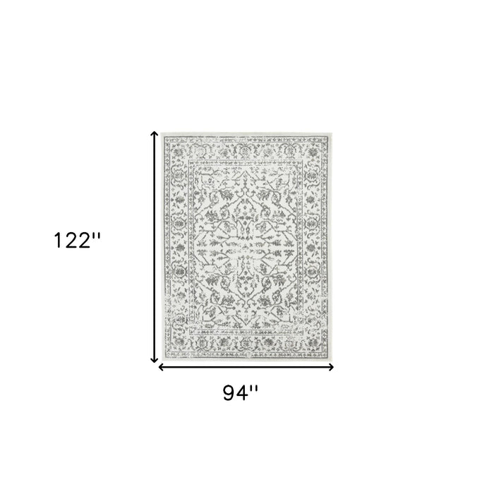 10' X 14' Gray and Light Gray Floral Power Loom Area Rug