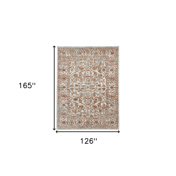 10' X 14' Rust and Gray Floral Power Loom Area Rug