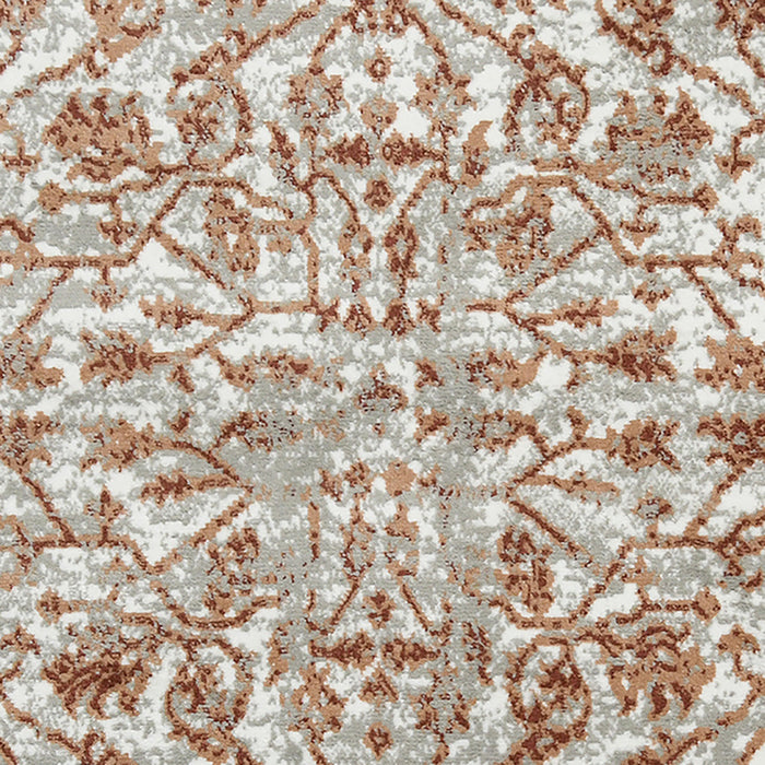 10' X 14' Rust and Gray Floral Power Loom Area Rug