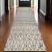 10' Gray and Ivory Geometric Shag Runner Rug - herplace.store