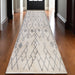 10' Gray and Ivory Geometric Shag Runner Rug - herplace.store