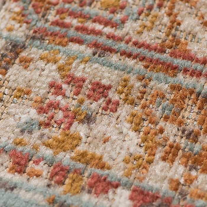 9' X 12' Teal and Orange Medallion Power Loom Worn Faded Area Rug