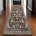 10' Ivory Blue and Brown Floral Power Loom Runner Rug - herplace.store