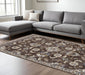 10' Ivory Blue and Brown Floral Power Loom Runner Rug - herplace.store