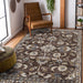 10' Ivory Blue and Brown Floral Power Loom Runner Rug - herplace.store