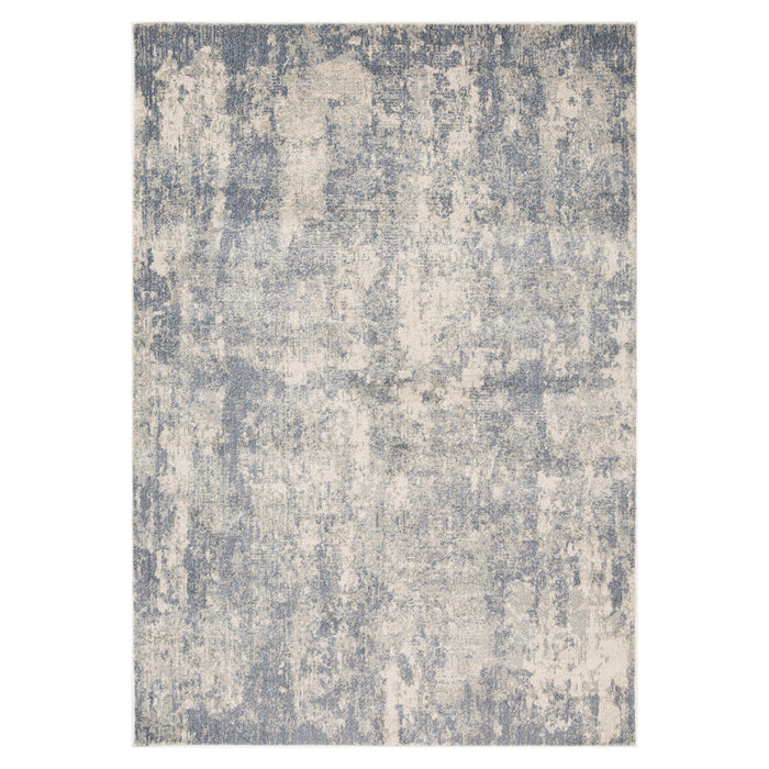 10' Light Gray and Blue Abstract Power Loom Runner Rug