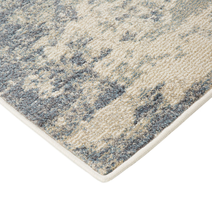 10' Light Gray and Blue Abstract Power Loom Runner Rug - herplace.store