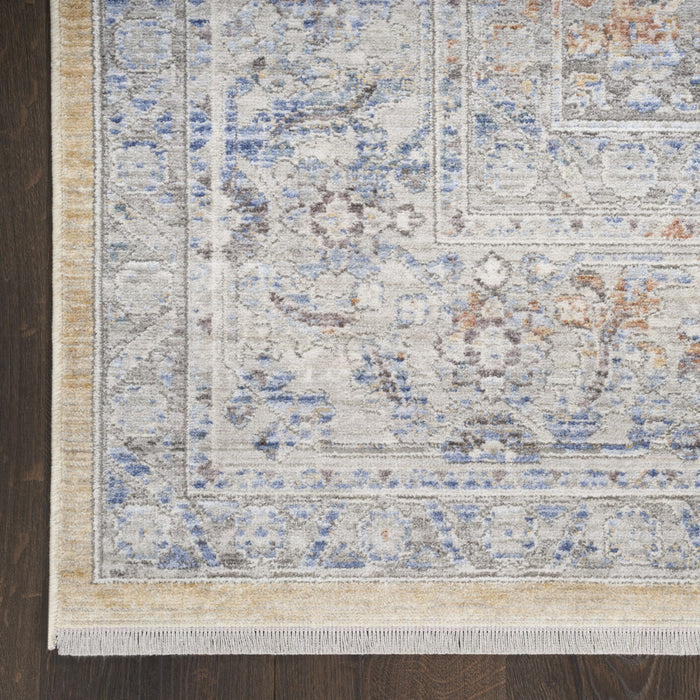 3' X 5' Gray and Gold Oriental Power Loom Distressed Area Rug