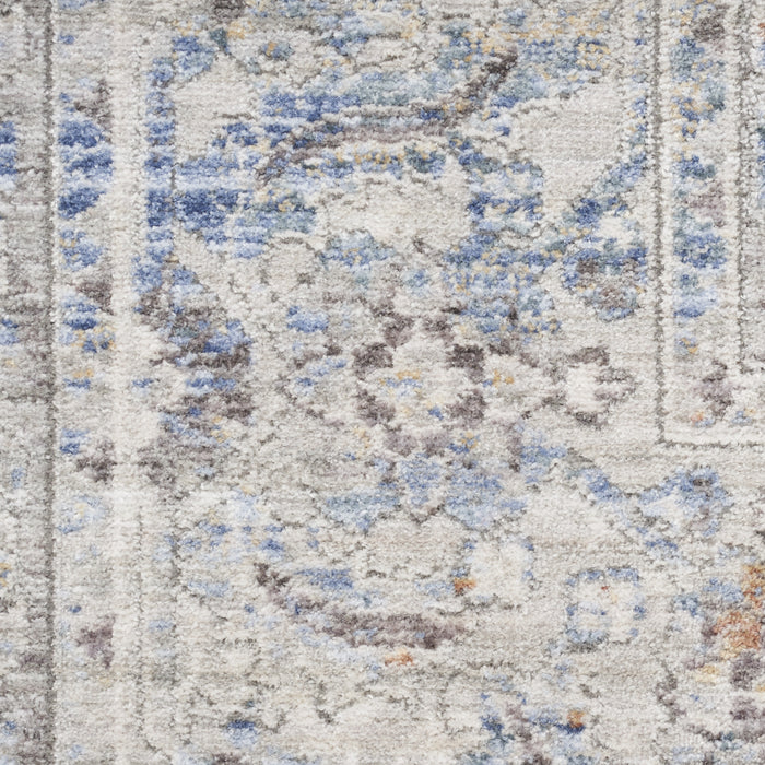 3' X 5' Gray and Gold Oriental Power Loom Distressed Area Rug