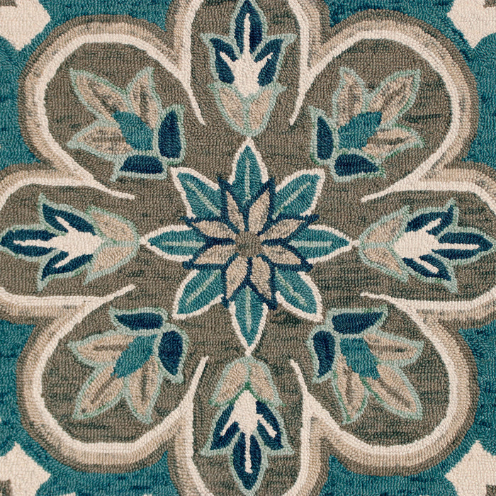 5' X 7' Green Wool Floral Hand Tufted Area Rug