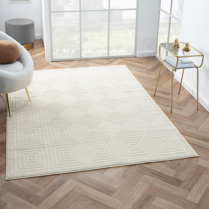 5' X 7' Ivory Geometric Area Rug