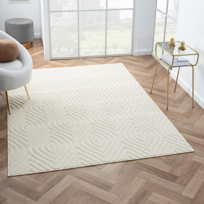 5' X 7' Ivory Trellis Area Rug