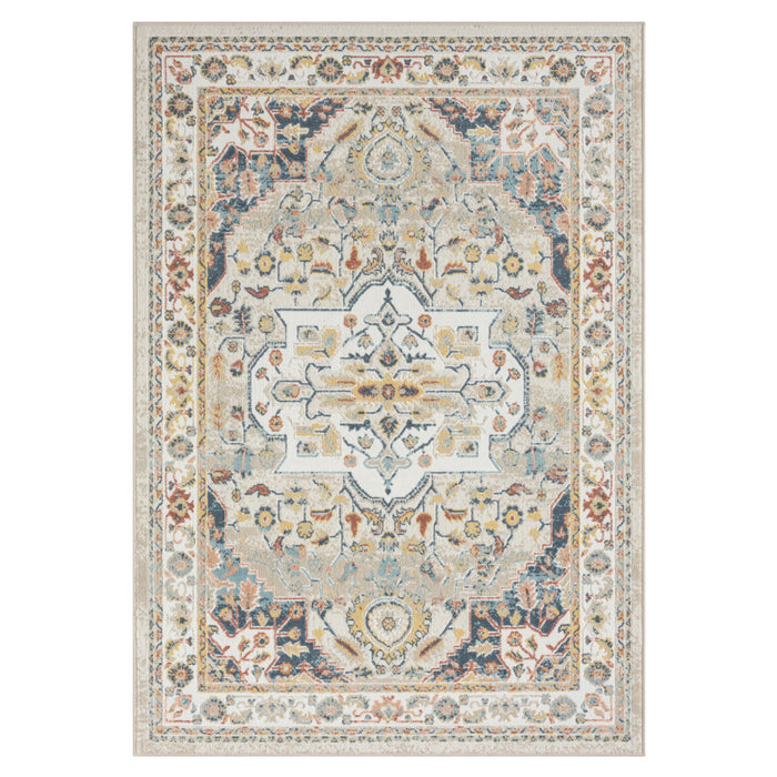 8' Ivory Abstract Runner Rug