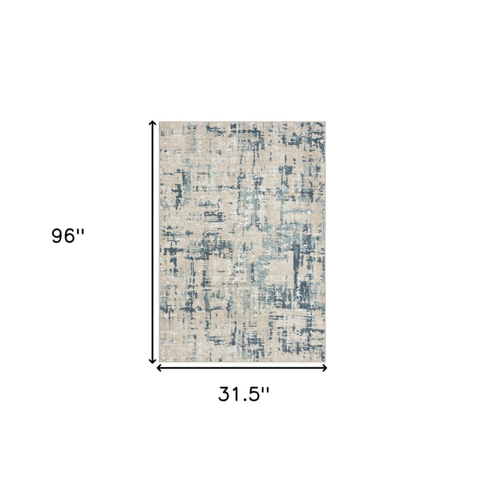 4' X 6' Blue and Gray Abstract Power Loom Area Rug