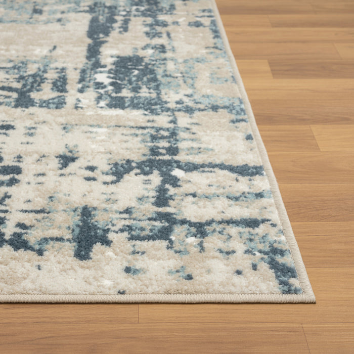 4' X 6' Blue and Gray Abstract Power Loom Area Rug