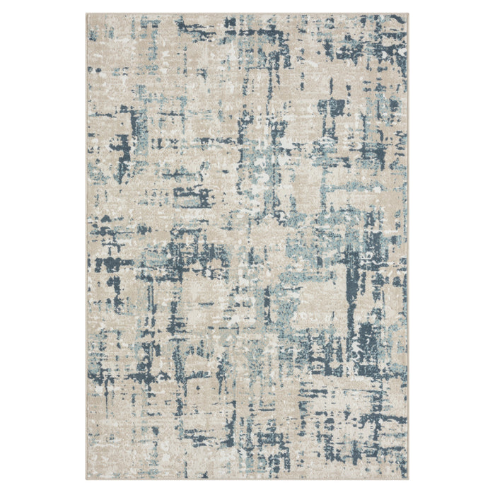 4' X 6' Blue and Gray Abstract Power Loom Area Rug