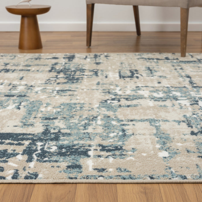 8' Gray Abstract Runner Rug