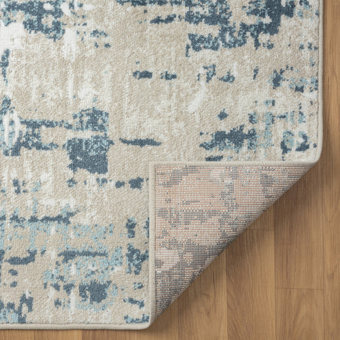 4' X 6' Blue and Gray Abstract Power Loom Area Rug