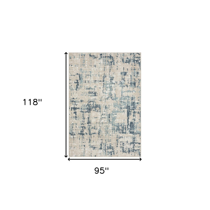 4' X 6' Blue and Gray Abstract Power Loom Area Rug