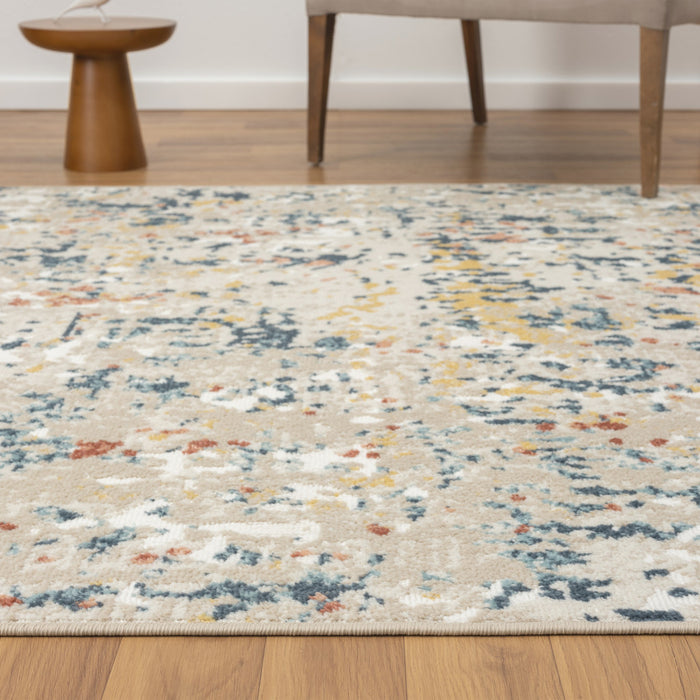 4' X 6' Ivory Blue and Gray Abstract Power Loom Area Rug