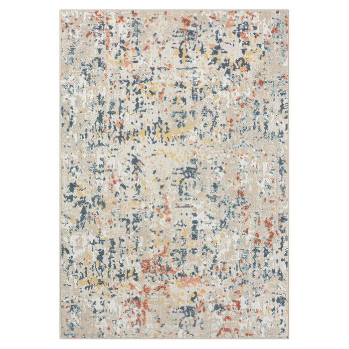 4' X 6' Ivory Blue and Gray Abstract Power Loom Area Rug