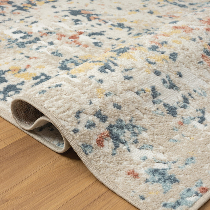 4' X 6' Ivory Blue and Gray Abstract Power Loom Area Rug