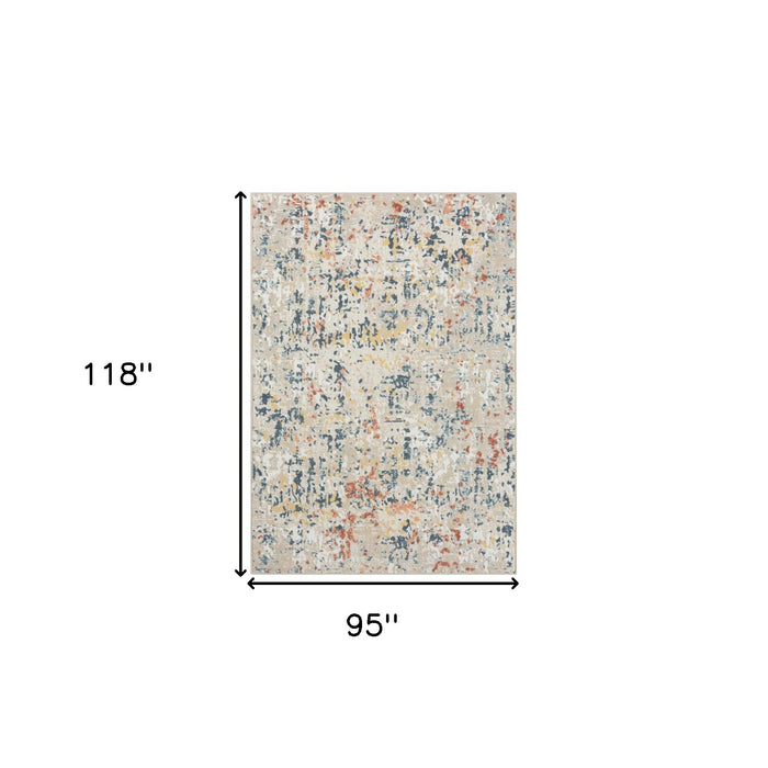 4' X 6' Ivory Blue and Gray Abstract Power Loom Area Rug