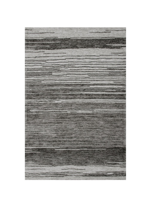 5' X 8' Gray and Black Abstract Power Loom Distressed Non Skid Area Rug