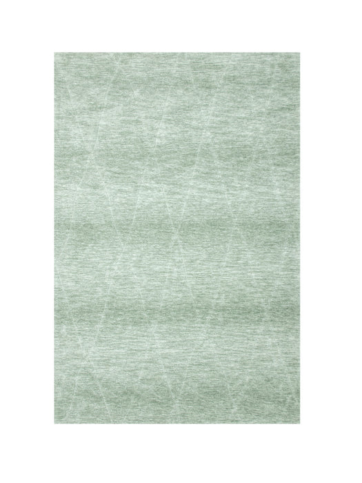 7' X 10' Green and Ivory Geometric Power Loom Distressed Non Skid Area Rug