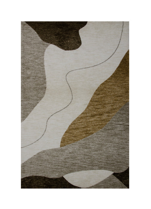 8' X 11' Beige and Brown Abstract Power Loom Distressed Non Skid Area Rug