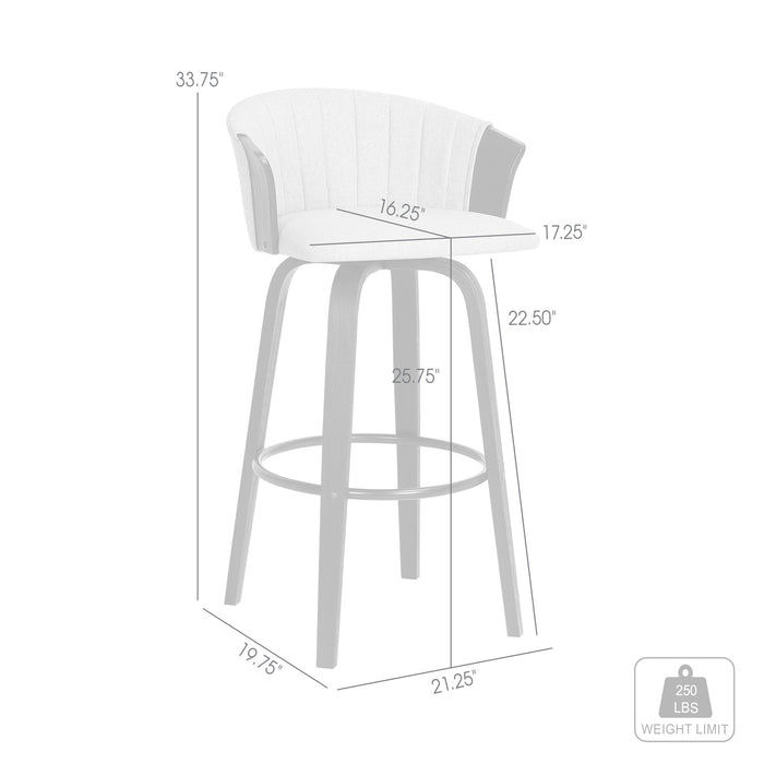 26" Light Gray And Black Fabric Swivel Counter Height Bar Chair