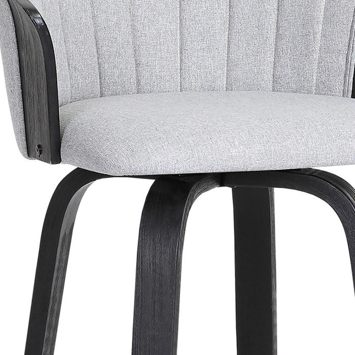 26" Light Gray And Black Fabric Swivel Counter Height Bar Chair